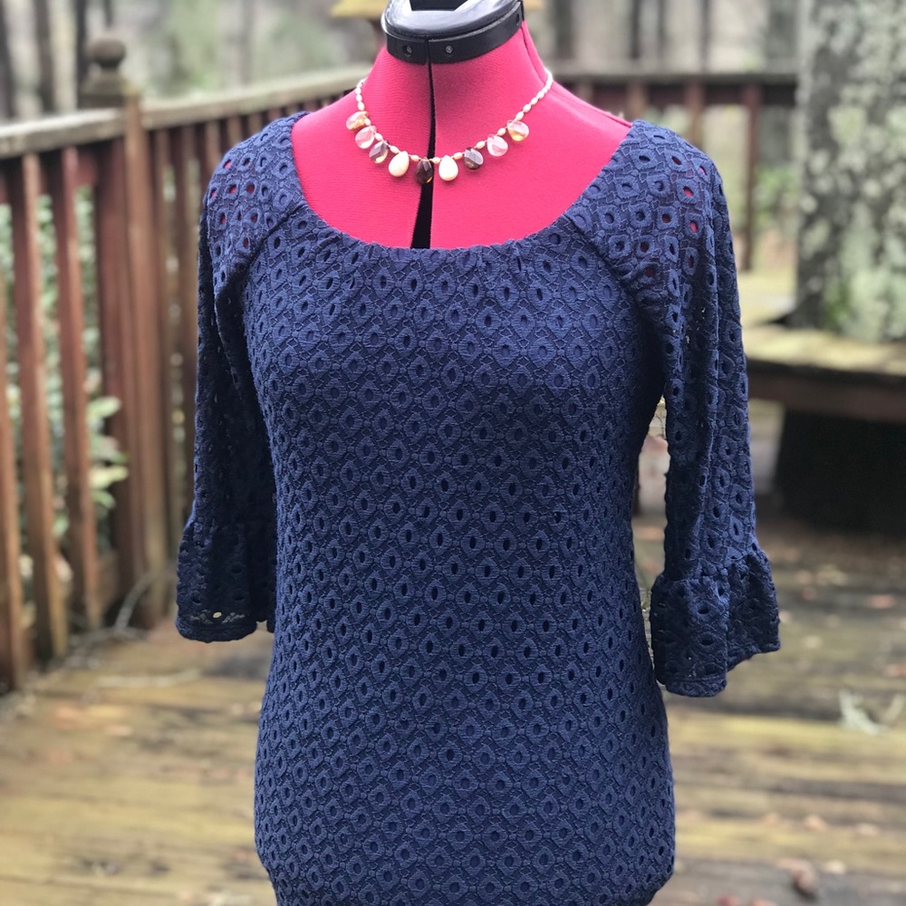 $59 Blue eyelet knee length dress